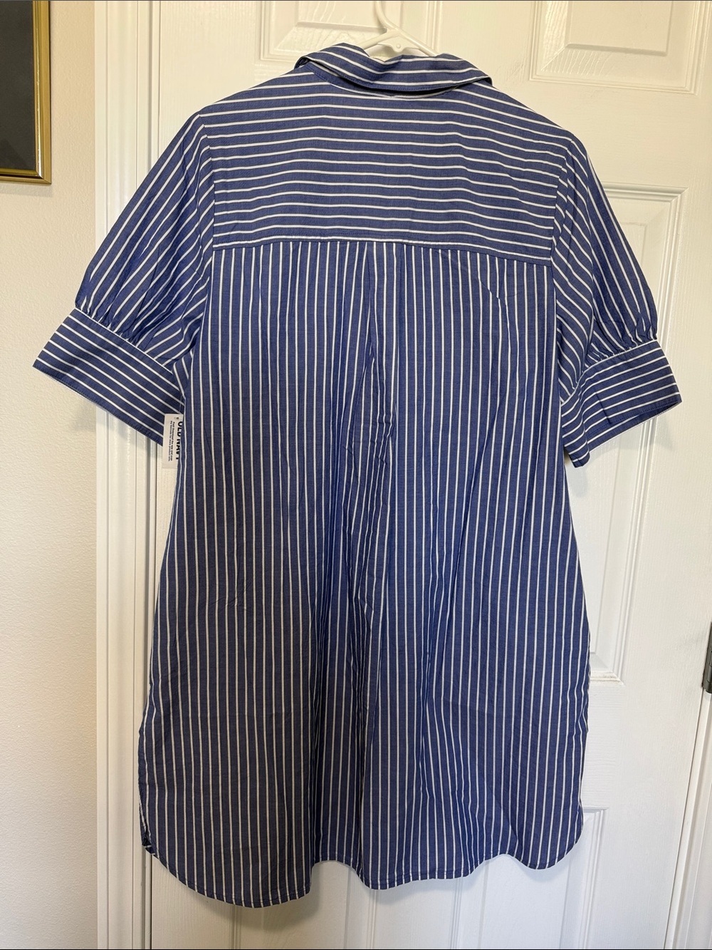 Old Navy Navy White Vertical Stripe Short-Sleeve Button Shirt w/pockets Sz L NWT - Picture 7 of 8